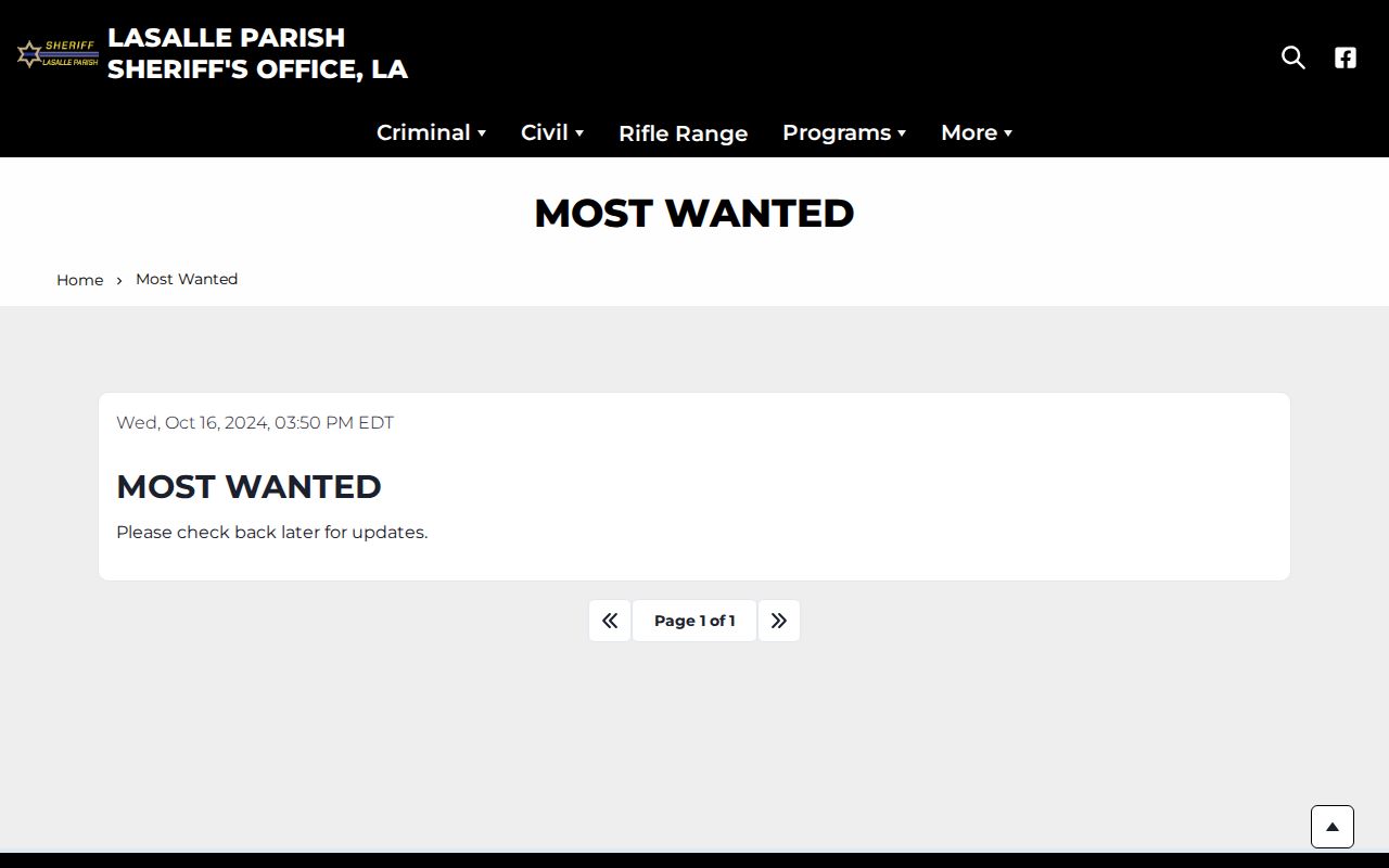 LaSalle Parish wanted fugitives official LPSO feed status